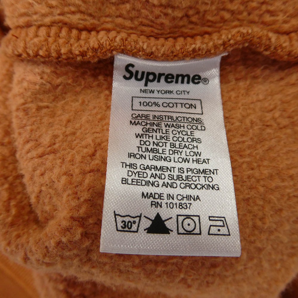 Supreme シュプリーム 19AW Overdyed Hooded Sweatshirt アームロゴ刺繍 オーバーダイ フーデッド スウェット シャツ プルオーバーパーカー ブラウン系 L【中古】