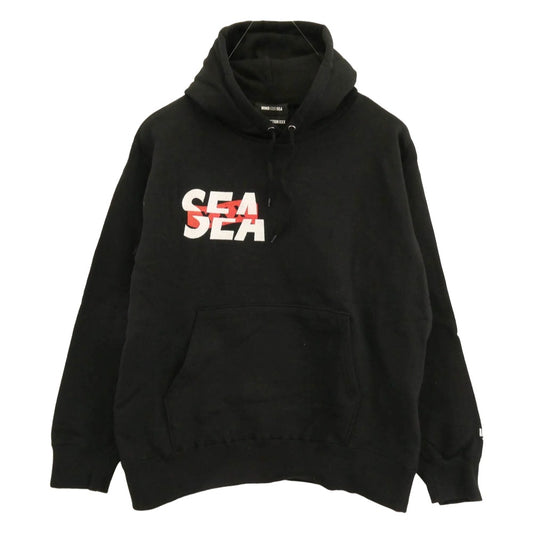 WIND AND SEA ウィンダンシー WDS-XXX-SP-07 × GOD SELECTION XXX ゴッドセレクショントリプルエックス ロゴプリント プルオーバーパーカー ブラック系 L【中古】