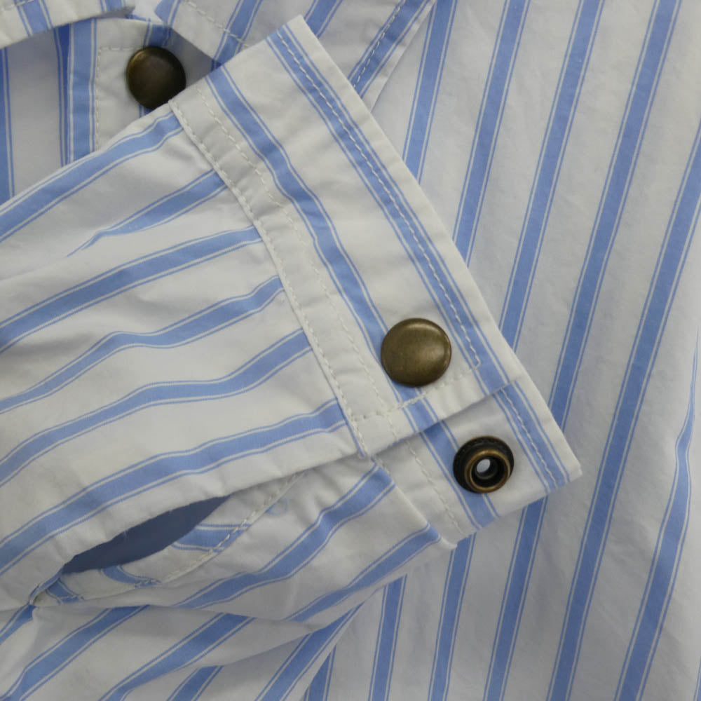 STUSSY ステューシー 23SS 1110279 Coach Shirt Stripe バックロゴプリント ストライプ コーチジャケット ホワイト系 ライトブルー系 L【中古】
