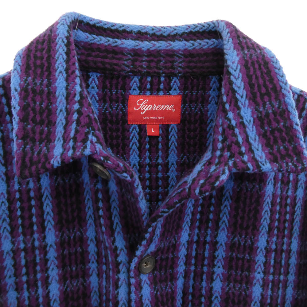Supreme シュプリーム 22AW Heavy Flannel Shirt ヘビー フランネル シャツ ジャケット パープル系 ブルー系 L【中古】