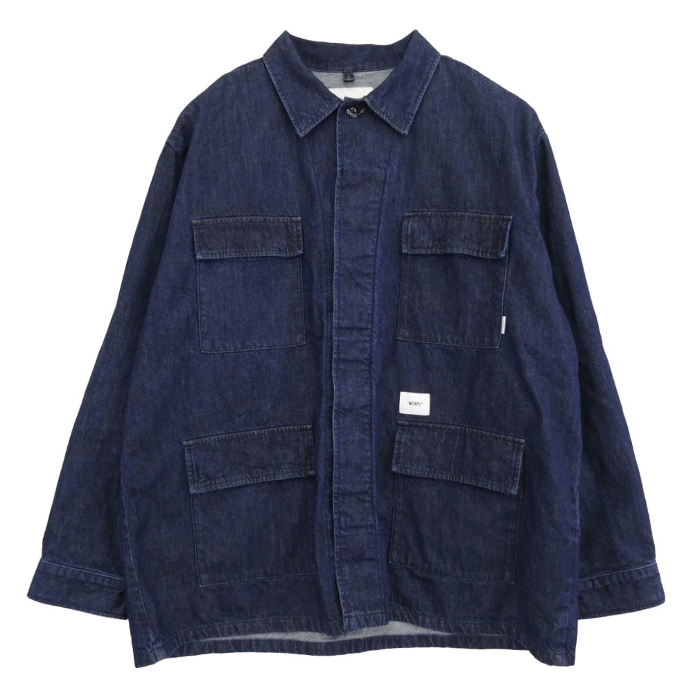WTAPS ダブルタップス 23SS 231WVDT-SHM02 JMOD LS COTTON DENIM PASTHG バックペイントデザイン インデイゴ デニム カバーオール ジャケット インディゴブルー系 X/03【中古】