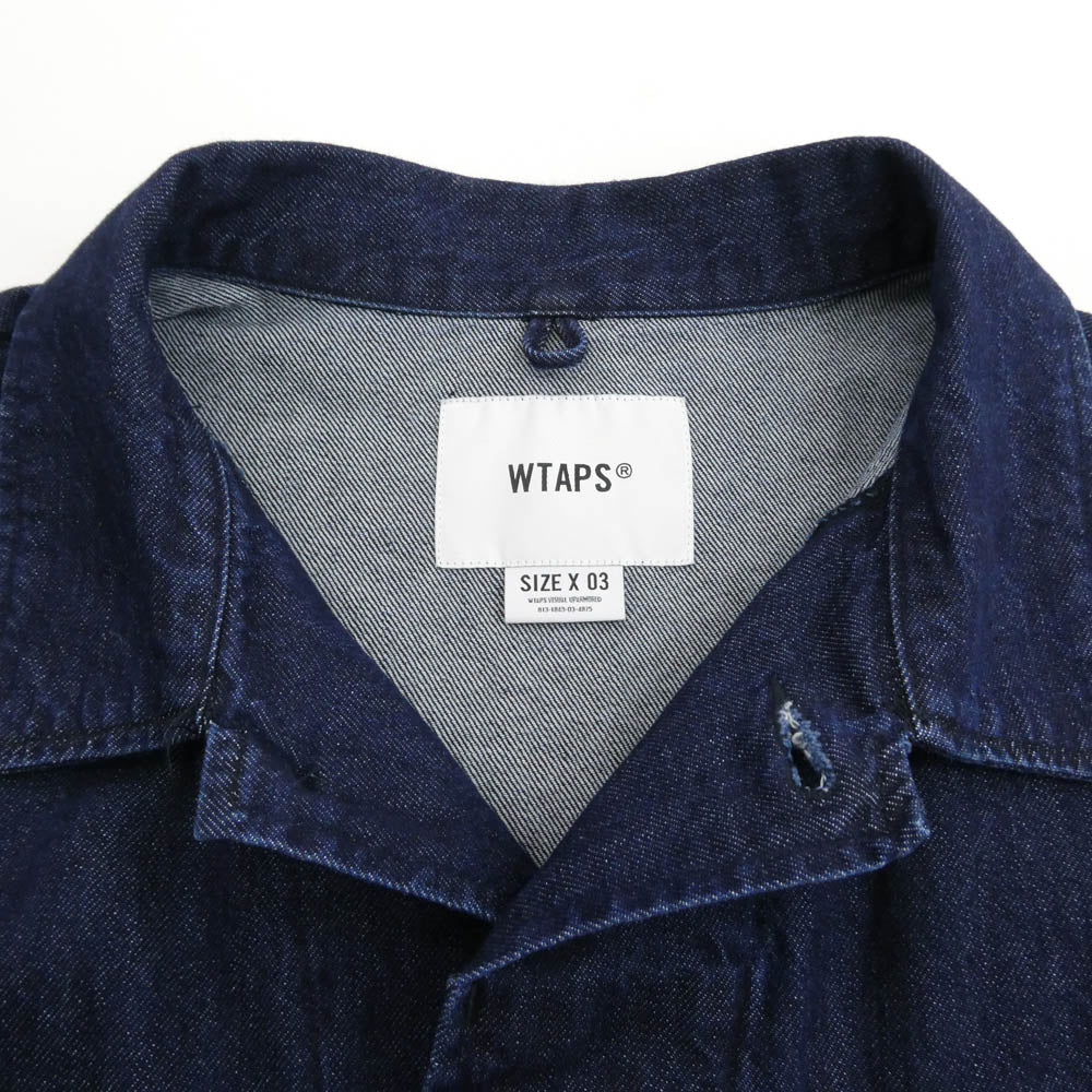 WTAPS ダブルタップス 23SS 231WVDT-SHM02 JMOD LS COTTON DENIM PASTHG バックペイントデザイン インデイゴ デニム カバーオール ジャケット インディゴブルー系 X/03【中古】