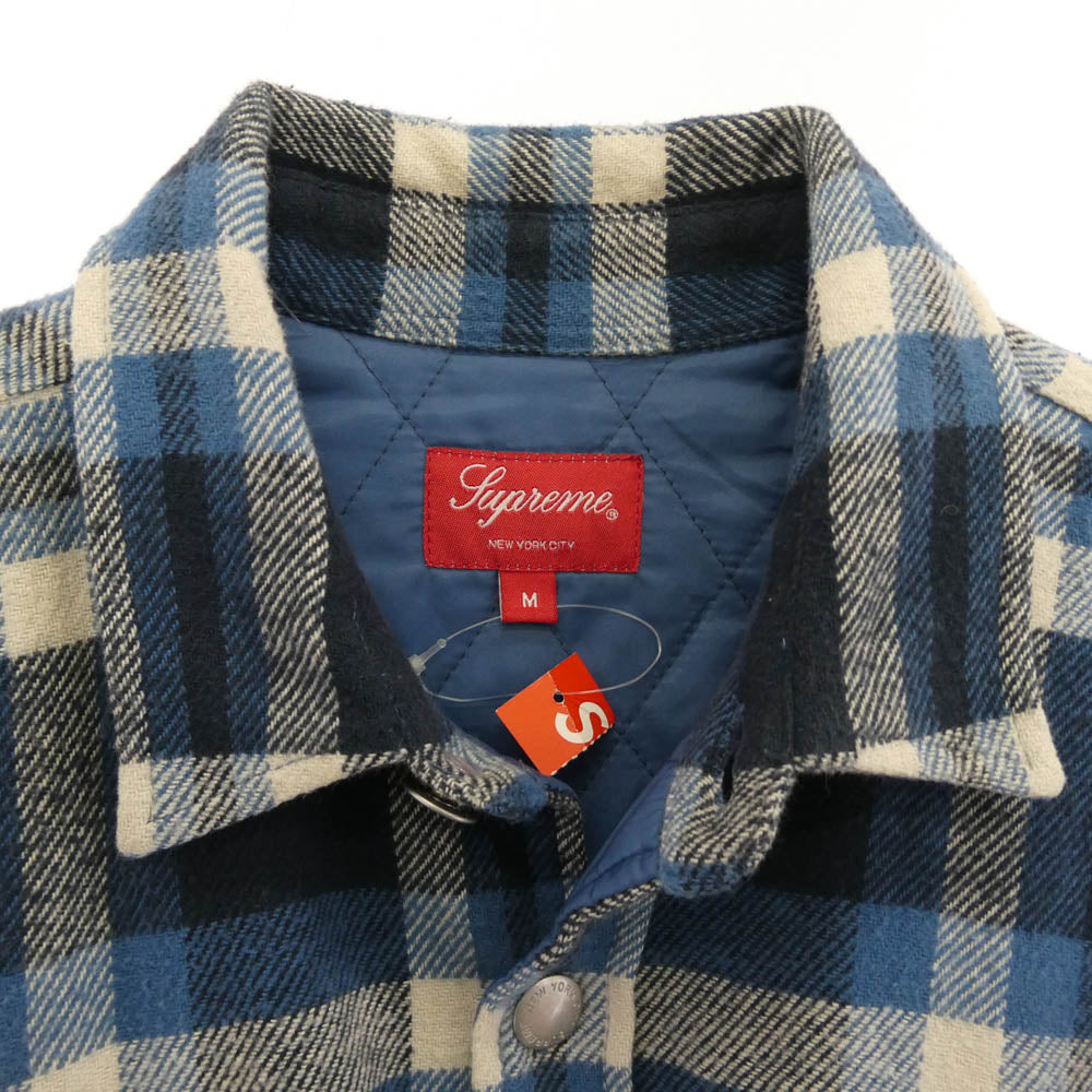 Supreme シュプリーム 17AW ワングラム期 Quilted Arc Logo Flannel Shirt バックアーチロゴ キルティング フランネル 長袖シャツ ブルー系 M【中古】