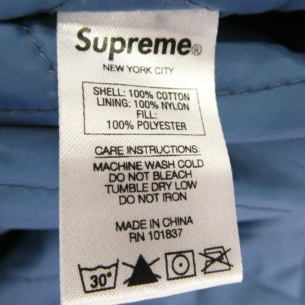 Supreme シュプリーム 17AW ワングラム期 Quilted Arc Logo Flannel Shirt バックアーチロゴ キルティング フランネル 長袖シャツ ブルー系 M【中古】