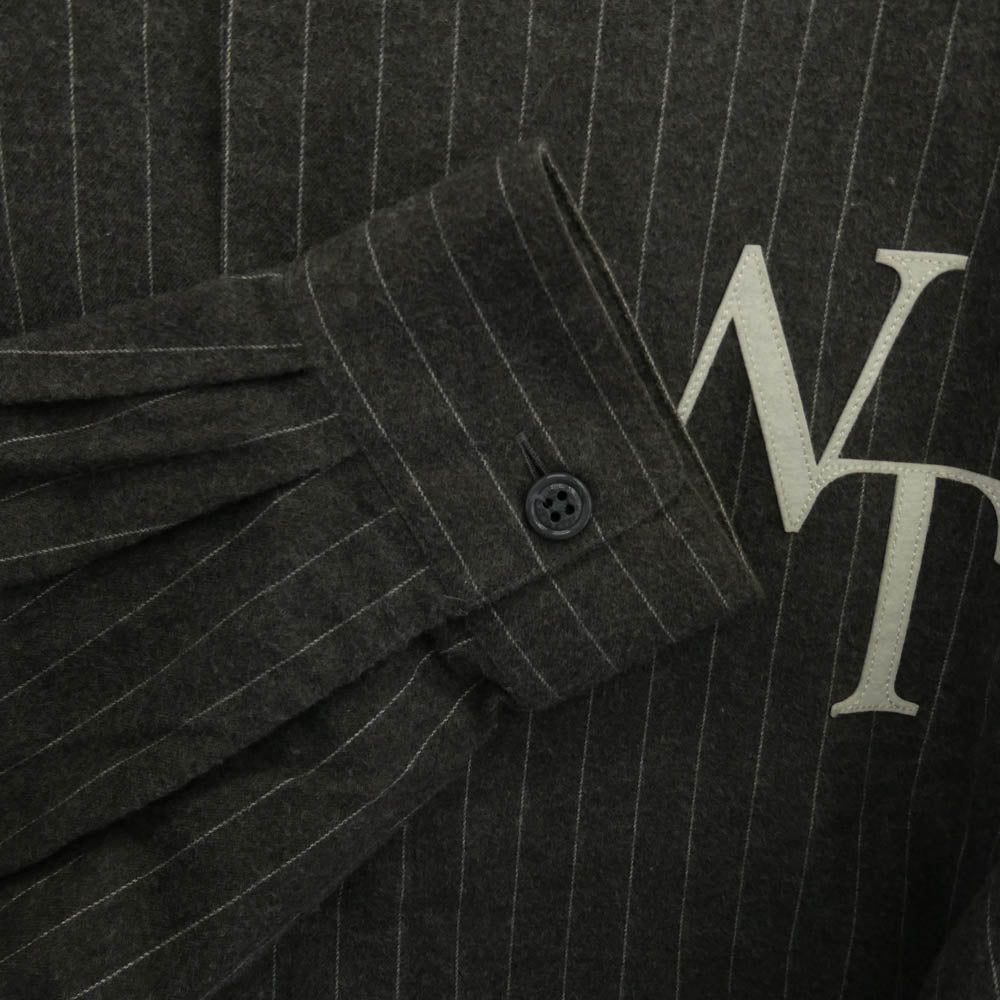 WTAPS ダブルタップス 22SS 221TQDT-SHM01 LEAGUE LS COTTON FLANNEL STRIPE フランネル ストライプ リーグ ロングスリーブシャツ 長袖シャツ グレー系 X/03【中古】