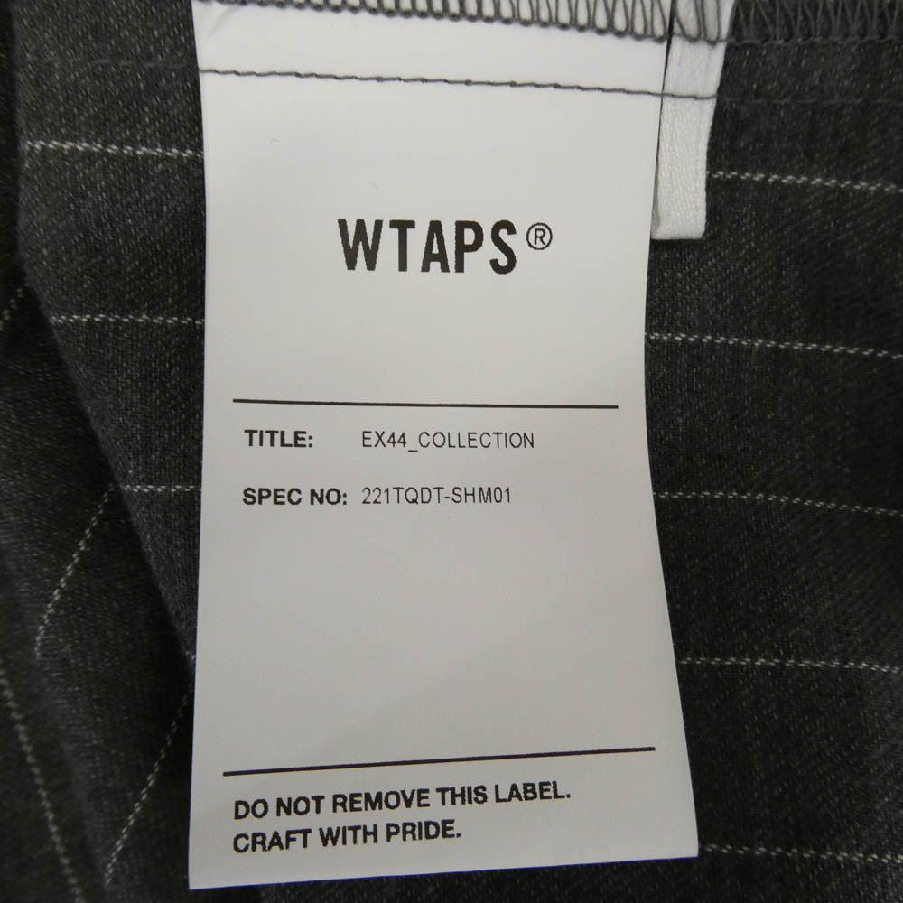 WTAPS ダブルタップス 22SS 221TQDT-SHM01 LEAGUE LS COTTON FLANNEL STRIPE フランネル ストライプ リーグ ロングスリーブシャツ 長袖シャツ グレー系 X/03【中古】