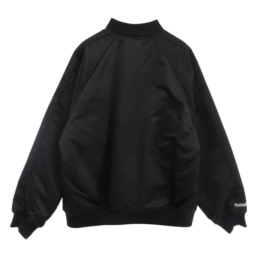 Supreme シュプリーム 21AW × Mitchell & Ness Sequin Logo Varsity Jacket ミッチェル & ネス シークイン ロゴ バーシティ ジャケット スパンコール ロゴ ナイロン スタジャン ブラック系 M【中古】