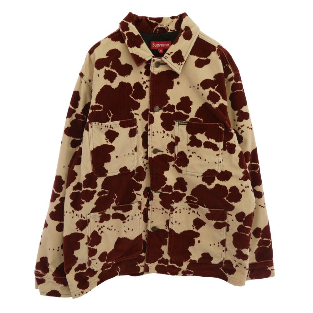 Supreme シュプリーム 20SS Cow Velvet Chore Coat 牛柄 アニマル カウ ベルベット カバーオール チョア コート ジャケット M【中古】