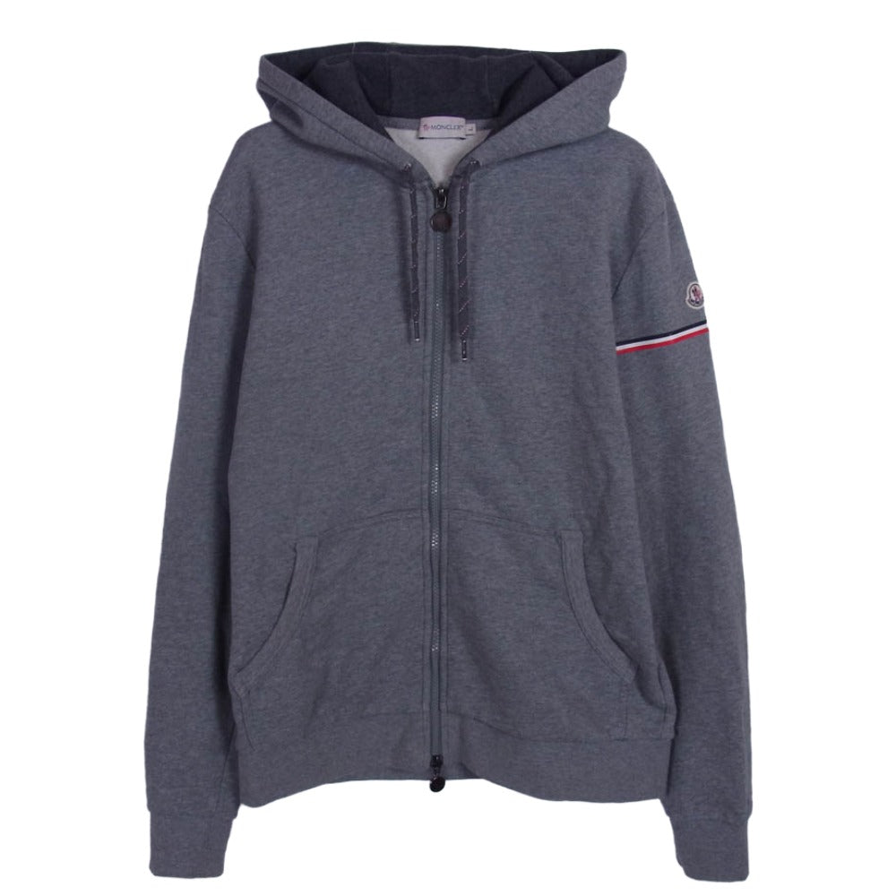 MONCLER モンクレール 420918411350 Maglia Cardigan マリア ロゴワッペン カーディガン フルジップ パーカー フーディー グレー系 L【中古】