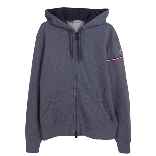 MONCLER モンクレール 420918411350 Maglia Cardigan マリア ロゴワッペン カーディガン フルジップ パーカー フーディー グレー系 L【中古】