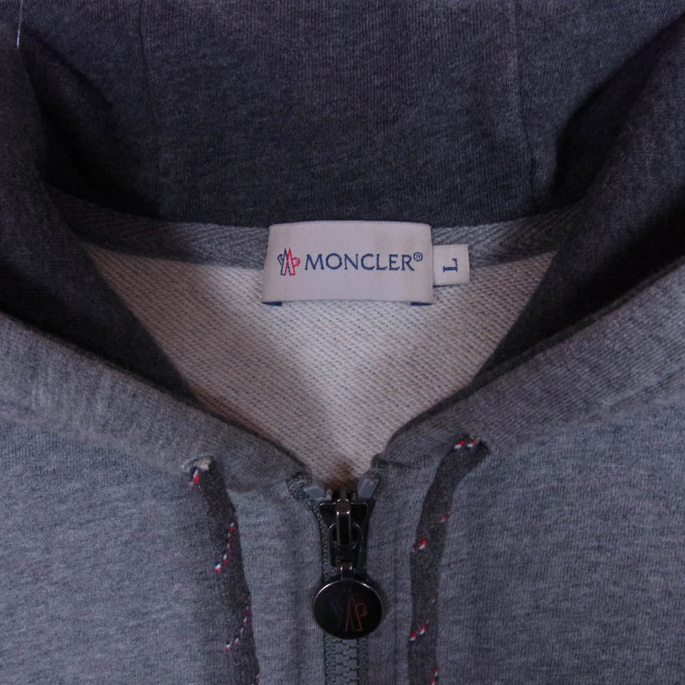 MONCLER モンクレール 420918411350 Maglia Cardigan マリア ロゴワッペン カーディガン フルジップ パーカー フーディー グレー系 L【中古】