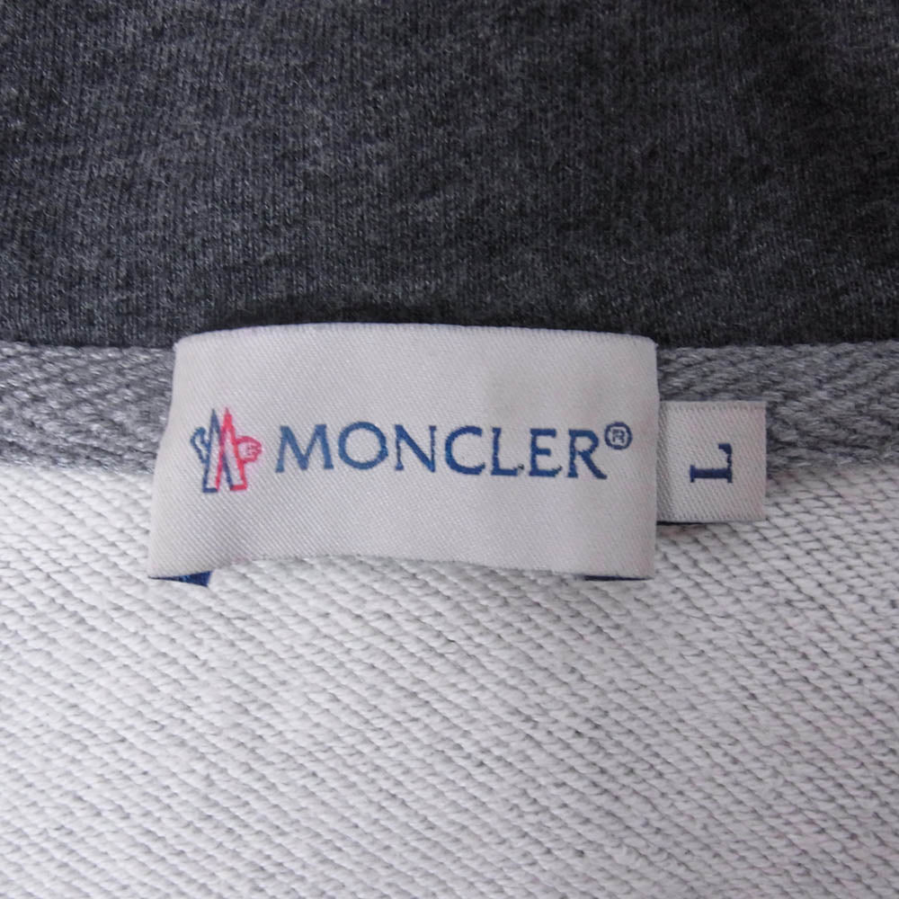 MONCLER モンクレール 420918411350 Maglia Cardigan マリア ロゴワッペン カーディガン フルジップ パーカー フーディー グレー系 L【中古】