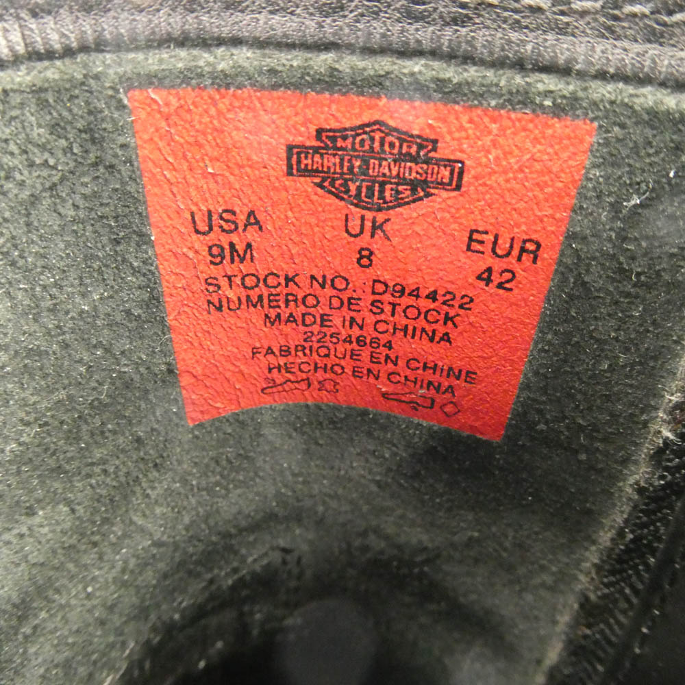 HARLEY DAVIDSON ハーレーダビッドソン D94422 レザー サイドジップ ライディングブーツ ブーツ ブラック系 42【中古】