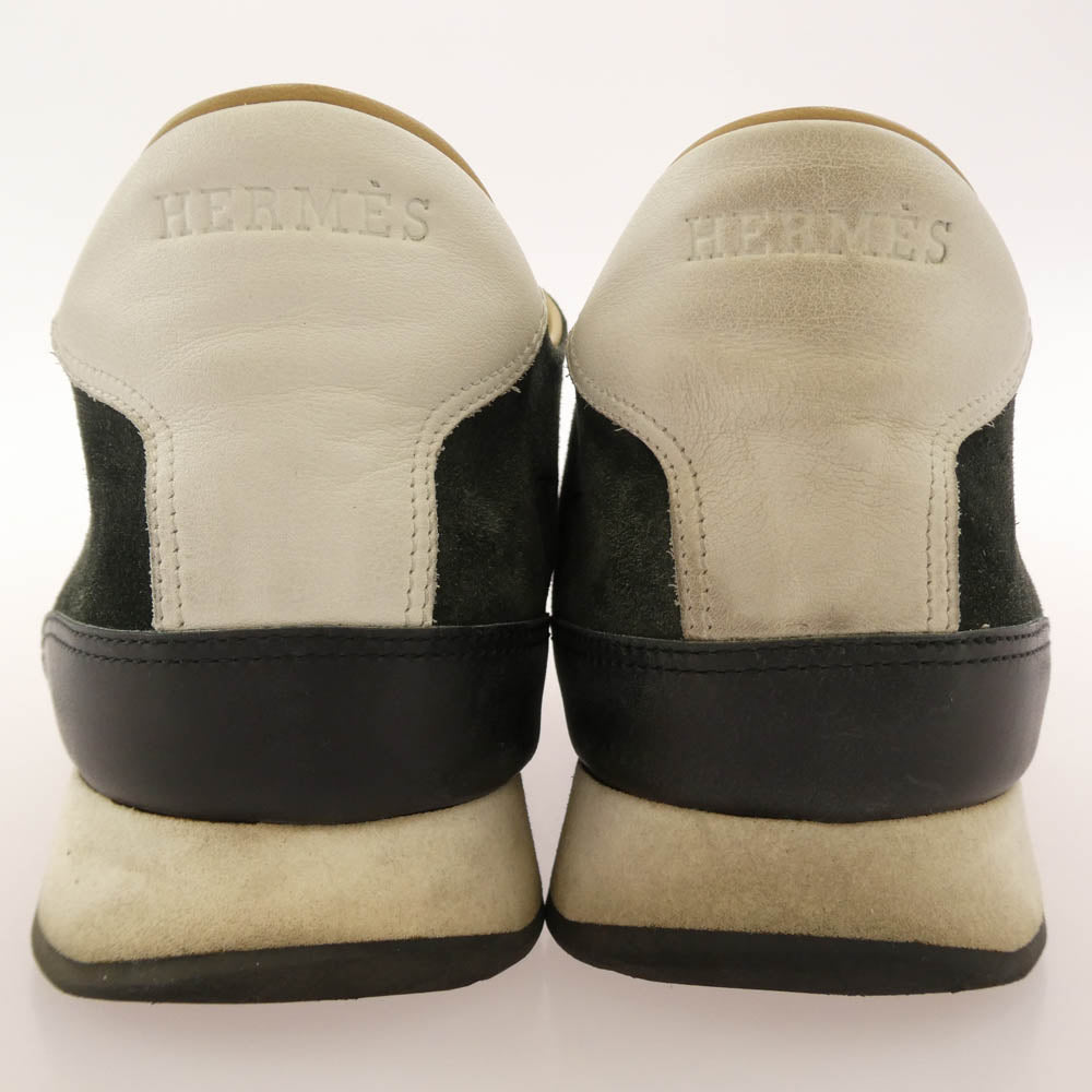 HERMES エルメス Quick クイック Hロゴ ローカット スニーカー ブラック系 43【中古】