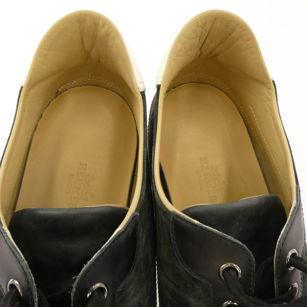 HERMES エルメス Quick クイック Hロゴ ローカット スニーカー ブラック系 43【中古】