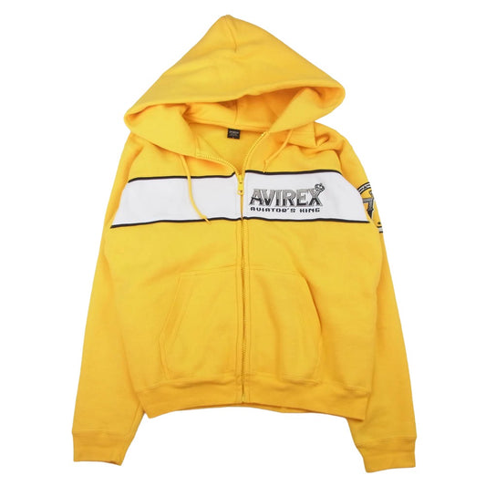 AVIREX アヴィレックス 6113411 VARSITY BIG PARKA AVIATORS KING ヴァーシティ アヴィエーター キングス フルジップ パーカー イエロー系 L【中古】