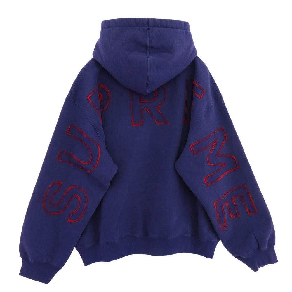 Supreme シュプリーム 25SS Frayed Hooded Sweatshirt フレイド フーデッド スウェットシャツ フーディー パーカー パープル系 ネイビー系 L【中古】