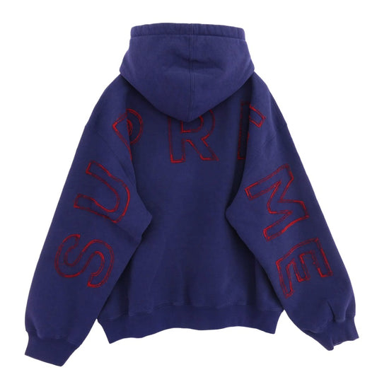 Supreme シュプリーム 25SS Frayed Hooded Sweatshirt フレイド フーデッド スウェットシャツ フーディー パーカー パープル系 ネイビー系 L【中古】