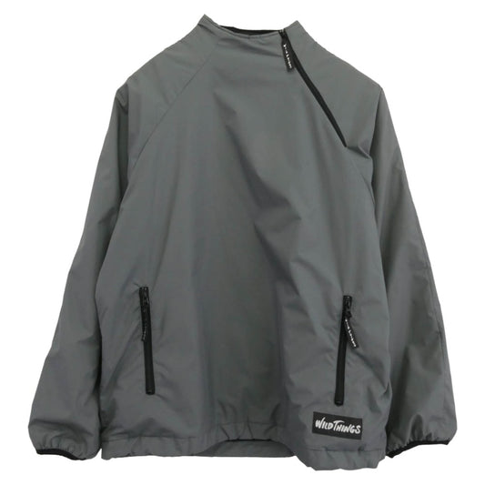 WILDTHINGS ワイルドシングス USA製 変形ジップ 中綿 ナイロンシェル プルオーバー ジャケット グレー系 L【中古】