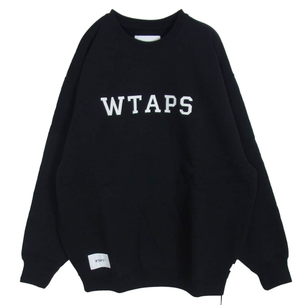 WTAPS ダブルタップス 24SS 241ATDT-CSM03 ACADEMY SWEATER COTTON COLLEGE アカデミー セーター ロゴ コットン カレッジ スウェット トレーナー ブラック系 3【新古品】【未使用】【中古】