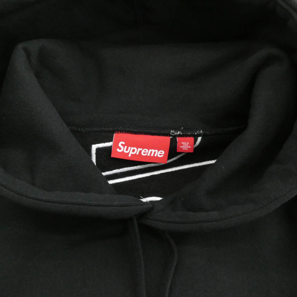 Supreme シュプリーム 25AW Satin Applique Hooded Sweatshirt サテン アップリケ フーデッド スウェットシャツ パーカー ブラック系 L【新古品】【未使用】【中古】
