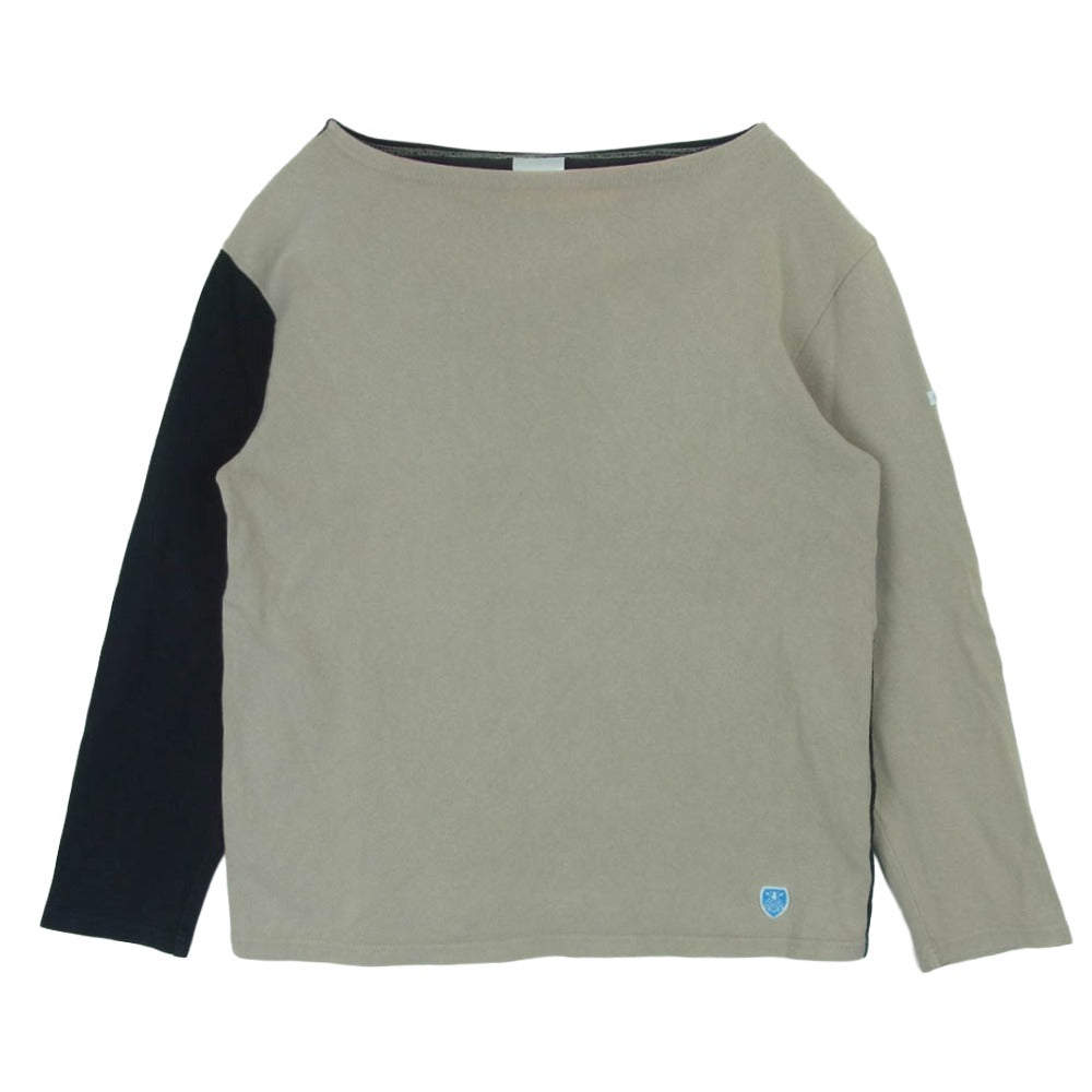 ORCIVAL オーシバル バイカラー バスクシャツ カットソー コットン フランス製 グレー系 ブラック系 3【中古】