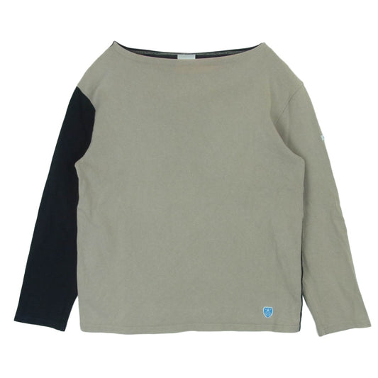 ORCIVAL オーシバル バイカラー バスクシャツ カットソー コットン フランス製 グレー系 ブラック系 3【中古】