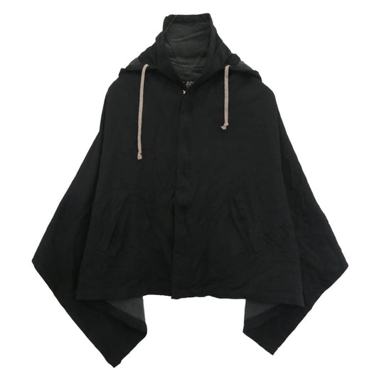 BLACK COMME des GARCONS ブラックコムデギャルソン AD2010 1G-J024 エステル製品加工 ポリ縮 ポリエステル縮絨 フーデッド ケープ ポンチョ ブラック系【中古】