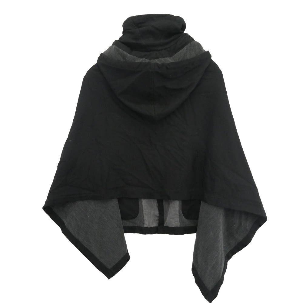 BLACK COMME des GARCONS ブラックコムデギャルソン AD2010 1G-J024 エステル製品加工 ポリ縮 ポリエステル縮絨 フーデッド ケープ ポンチョ ブラック系【中古】