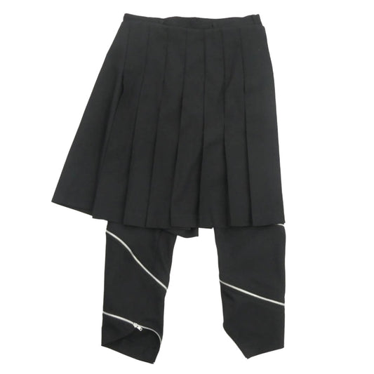 BLACK COMME des GARCONS ブラックコムデギャルソン AD2018 1C-P011 プリーツスカートドッキング 捻じれZIP ツイストファスナー ストレート パンツ ブラック系 M【中古】