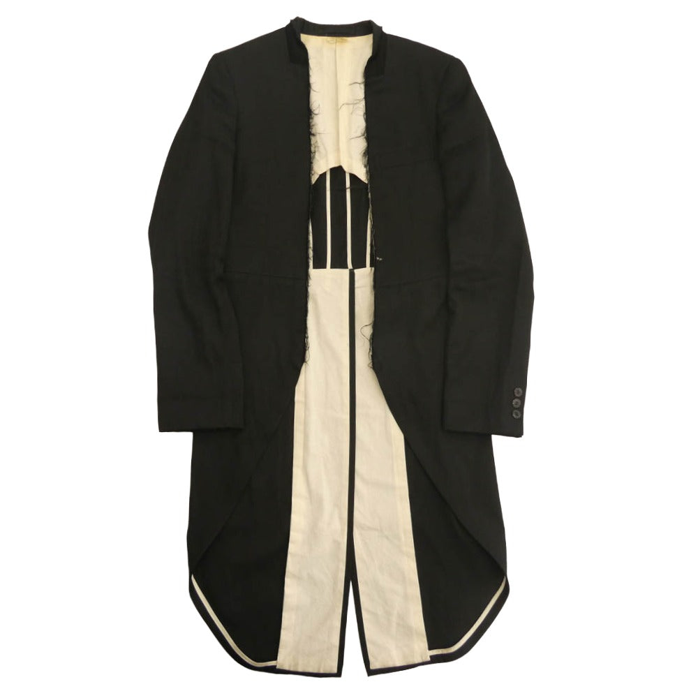 COMME des GARCONS HOMME PLUS コムデギャルソンオムプリュス AD2015 PQ-J051 カットオフ ノーカラー カラーレス ロング 燕尾 タキシード ジャケット ブラック系 S【中古】