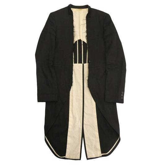 COMME des GARCONS HOMME PLUS コムデギャルソンオムプリュス AD2015 PQ-J051 カットオフ ノーカラー カラーレス ロング 燕尾 タキシード ジャケット ブラック系 S【中古】