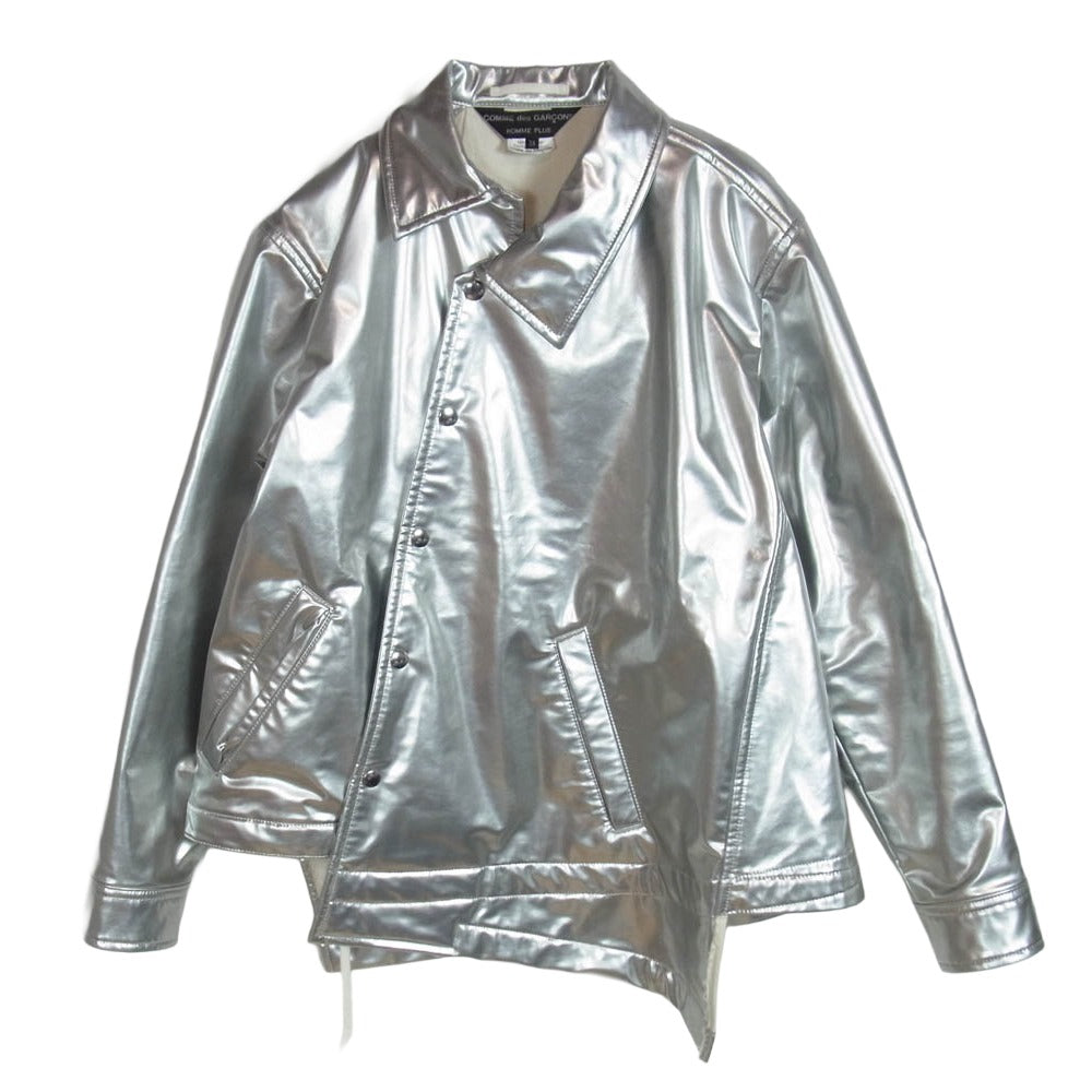 COMME des GARCONS HOMME PLUS コムデギャルソンオムプリュス 18AW AD2018 PB-J089 White Shock ホワイトショック期 シャイニー加工 捻じれ 変形 コーチジャケット シルバー系 XS【中古】