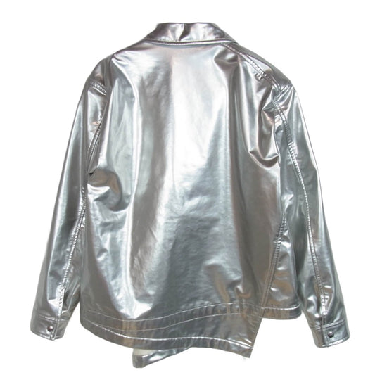 COMME des GARCONS HOMME PLUS コムデギャルソンオムプリュス 18AW AD2018 PB-J089 White Shock ホワイトショック期 シャイニー加工 捻じれ 変形 コーチジャケット シルバー系 XS【中古】