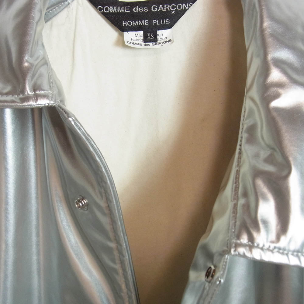 COMME des GARCONS HOMME PLUS コムデギャルソンオムプリュス 18AW AD2018 PB-J089 White Shock ホワイトショック期 シャイニー加工 捻じれ 変形 コーチジャケット シルバー系 XS【中古】
