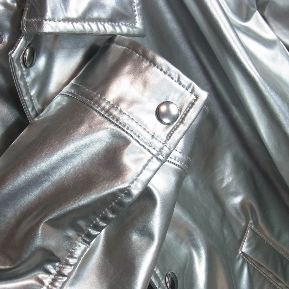 COMME des GARCONS HOMME PLUS コムデギャルソンオムプリュス 18AW AD2018 PB-J089 White Shock ホワイトショック期 シャイニー加工 捻じれ 変形 コーチジャケット シルバー系 XS【中古】