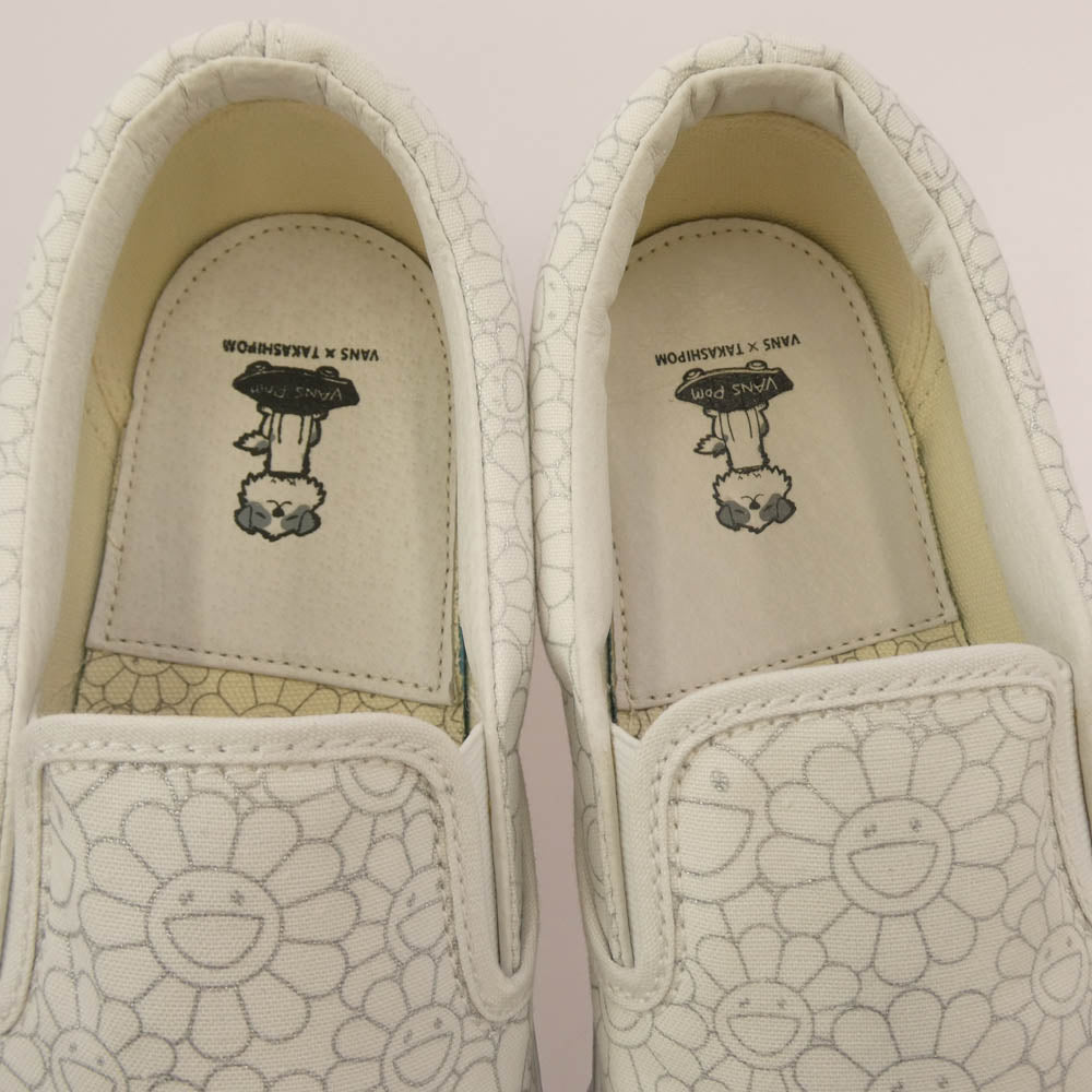 VANS バンズ VN-0ZSIGQE × 村上隆 Murakami Slip-On LX Silver Flower カイカイキキ フラワー スリッポン シューズ ホワイト系 26.5cm【美品】【中古】