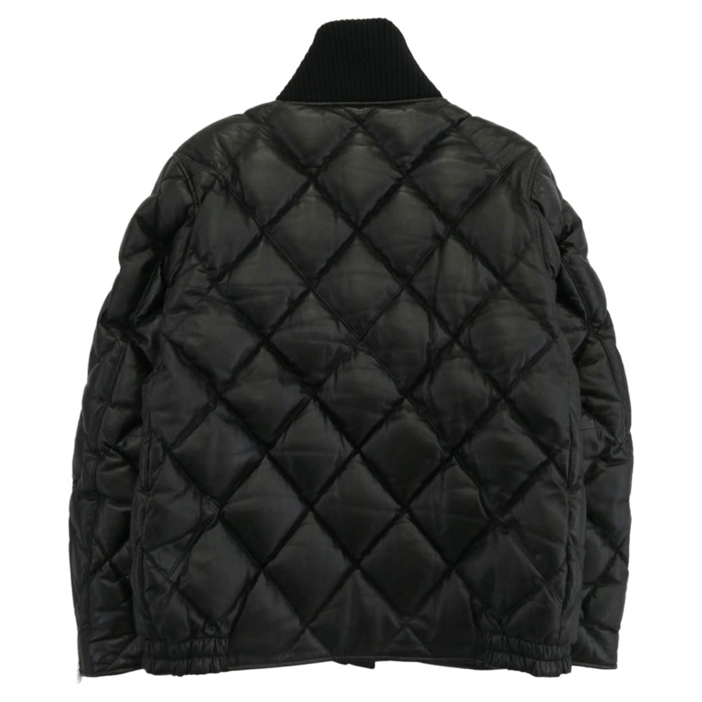 CRIMIE クライミー CR1-02A-JK04 Quilt Lamb Leather Jacket シープスキン ダイヤキルティング レザー ダウンジャケット ブルゾン ブラック系 XXL【中古】