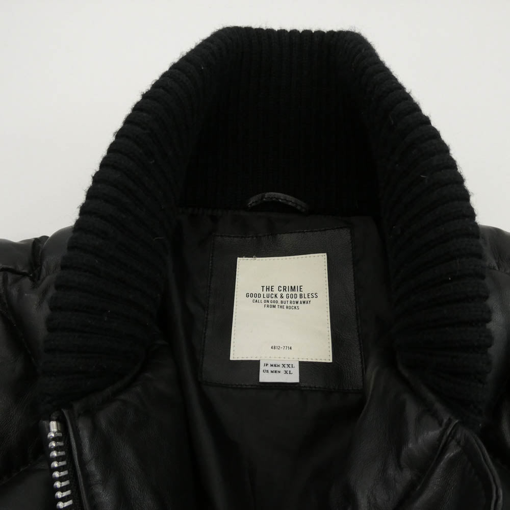 CRIMIE クライミー CR1-02A-JK04 Quilt Lamb Leather Jacket シープスキン ダイヤキルティング レザー ダウンジャケット ブルゾン ブラック系 XXL【中古】