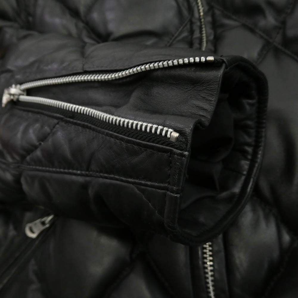 CRIMIE クライミー CR1-02A-JK04 Quilt Lamb Leather Jacket シープスキン ダイヤキルティング レザー ダウンジャケット ブルゾン ブラック系 XXL【中古】
