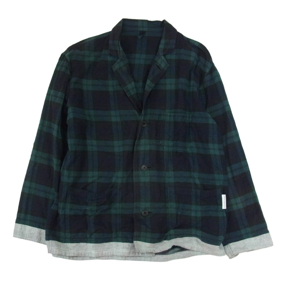 uniform experiment ユニフォームエクスペリメント UE-212034 LINE FLANNEL EASY JACKET ブラックウォッチ チェック フランネル イージー テーラードジャケット ネイビー系 4【中古】