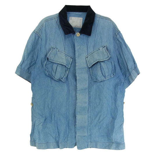 Sacai サカイ 17SS 17-01234M Dungaree Shirt 半袖 シャツ インディゴブルー系 2【中古】