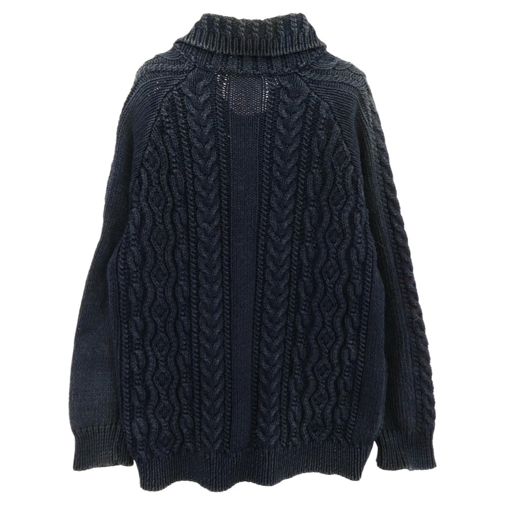 uniform experiment ユニフォームエクスペリメント UE-091039 インディゴコットン フィッシャーマン ニット カーディガン ネイビー系 2【中古】