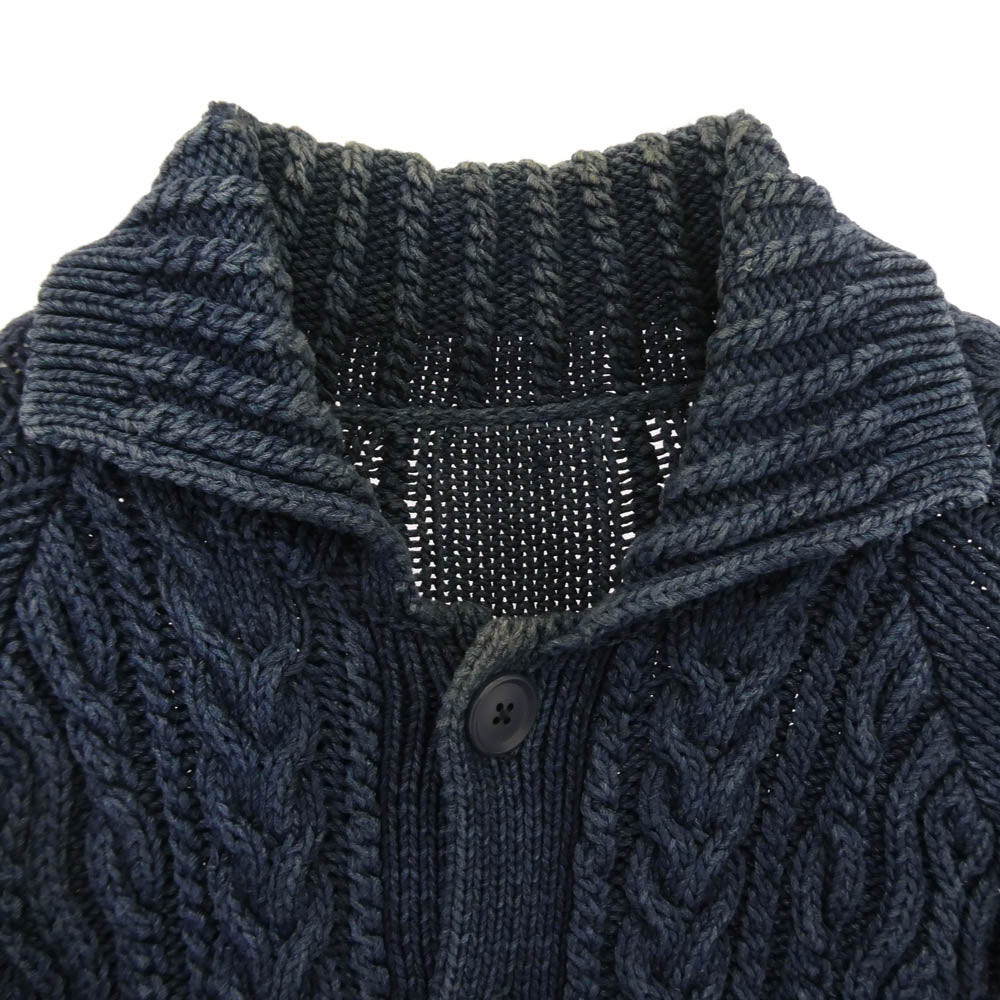 uniform experiment ユニフォームエクスペリメント UE-091039 インディゴコットン フィッシャーマン ニット カーディガン ネイビー系 2【中古】