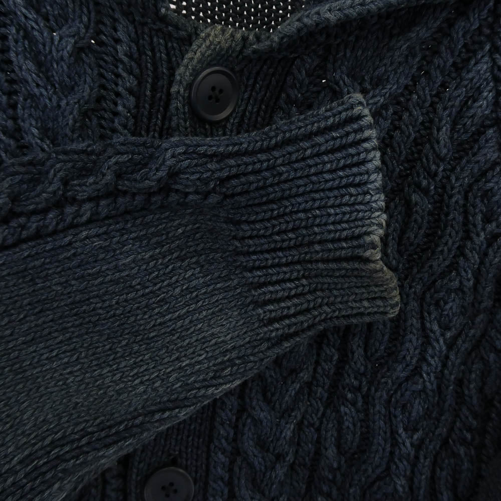 uniform experiment ユニフォームエクスペリメント UE-091039 インディゴコットン フィッシャーマン ニット カーディガン ネイビー系 2【中古】