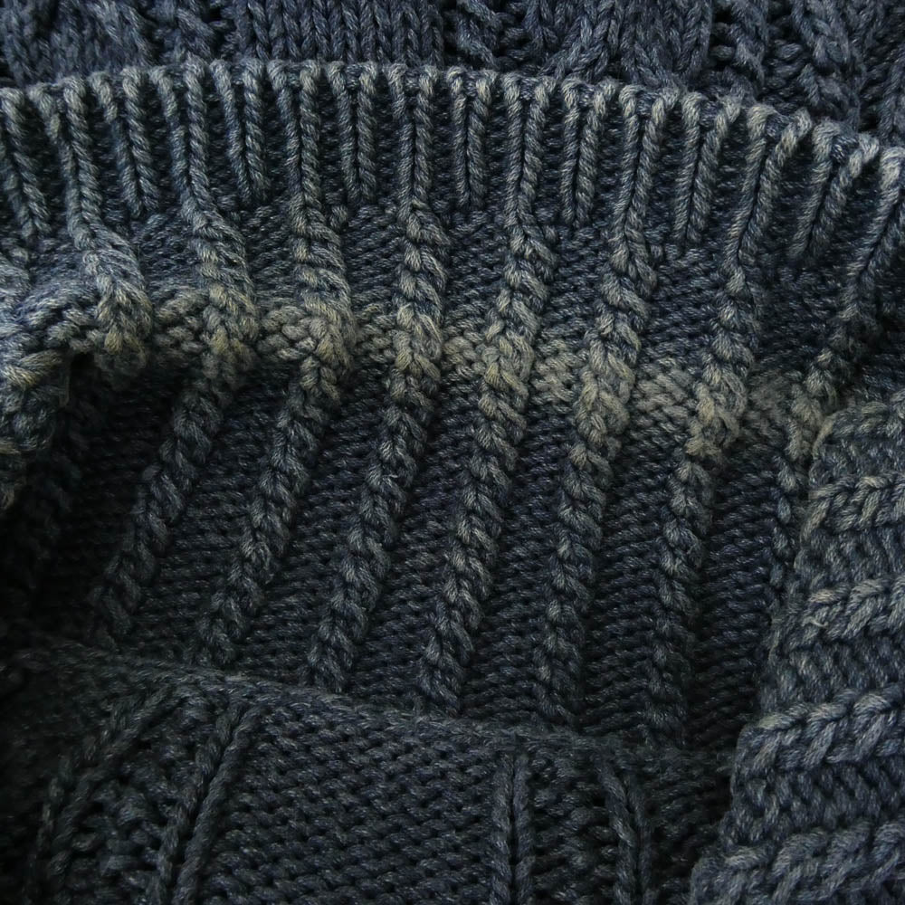 uniform experiment ユニフォームエクスペリメント UE-091039 インディゴコットン フィッシャーマン ニット カーディガン ネイビー系 2【中古】