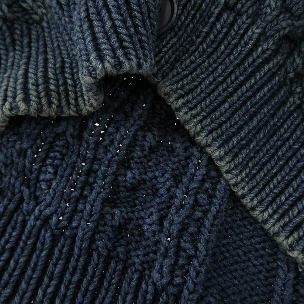uniform experiment ユニフォームエクスペリメント UE-091039 インディゴコットン フィッシャーマン ニット カーディガン ネイビー系 2【中古】