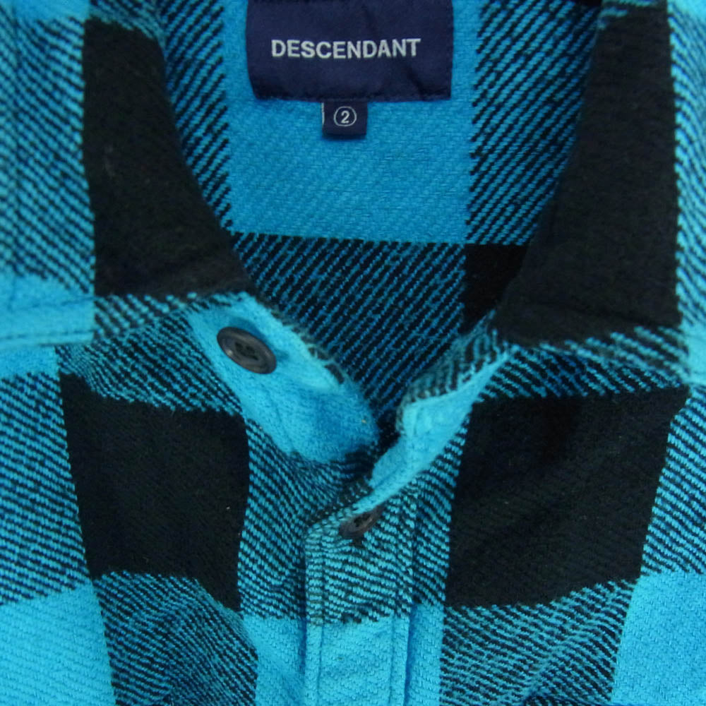 DESCENDANT ディセンダント vanning check ls shirt バッファロー チェック ヘビー ネル シャツ ブルー系 2【中古】