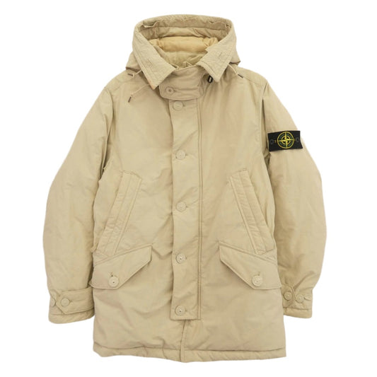 STONE ISLAND ストーンアイランド 611540926-A MICROREPS DOWN ミクロレプス ファー ダウン ジャケット ※ファー欠損あり ベージュ系 S【中古】