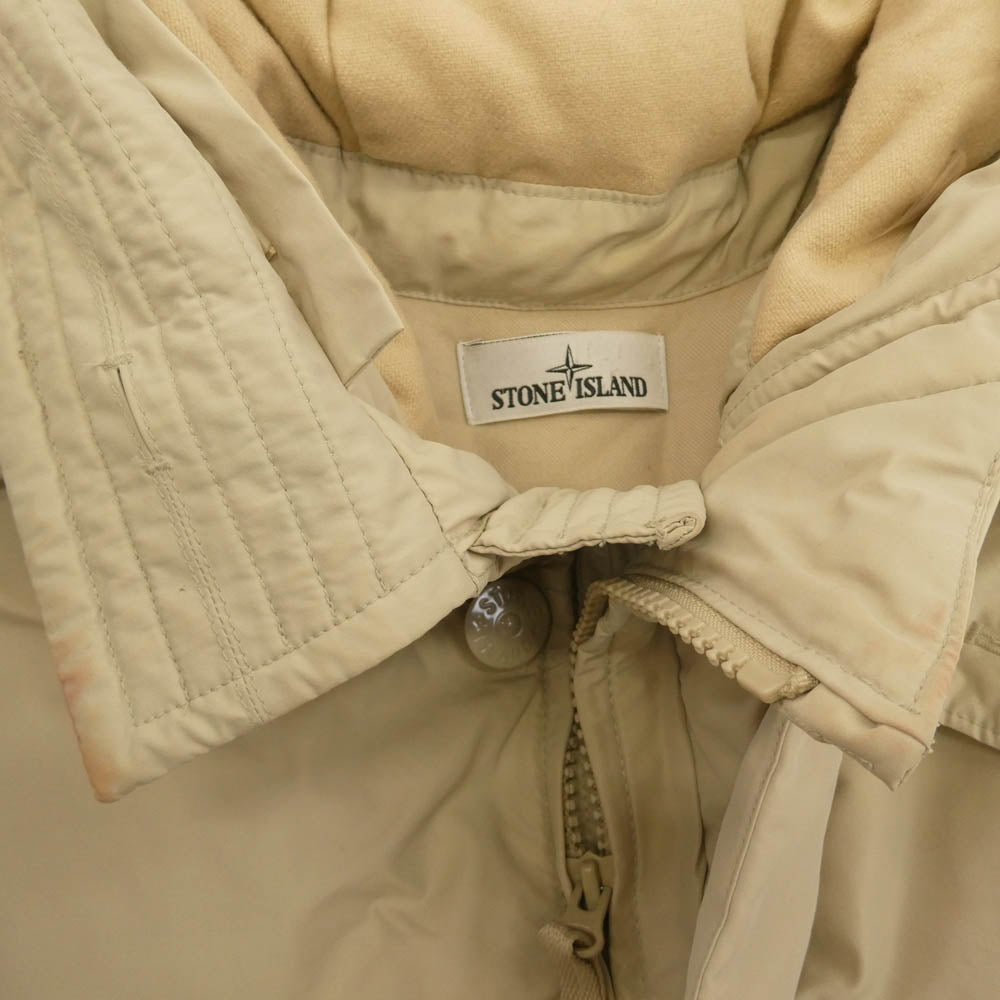 STONE ISLAND ストーンアイランド 611540926-A MICROREPS DOWN ミクロレプス ファー ダウン ジャケット ※ファー欠損あり ベージュ系 S【中古】
